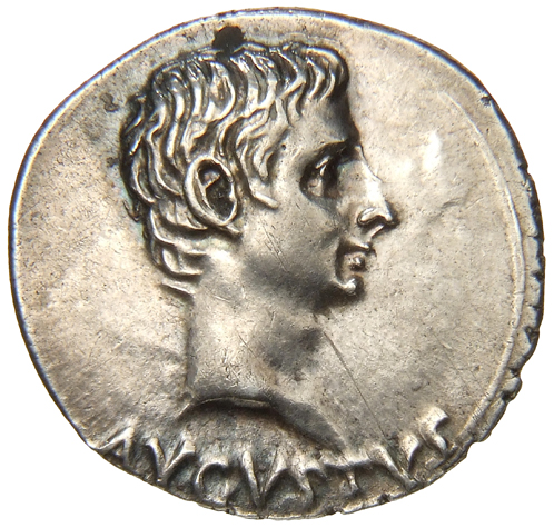 Augustus obverse — Head of Augustus, bare, right