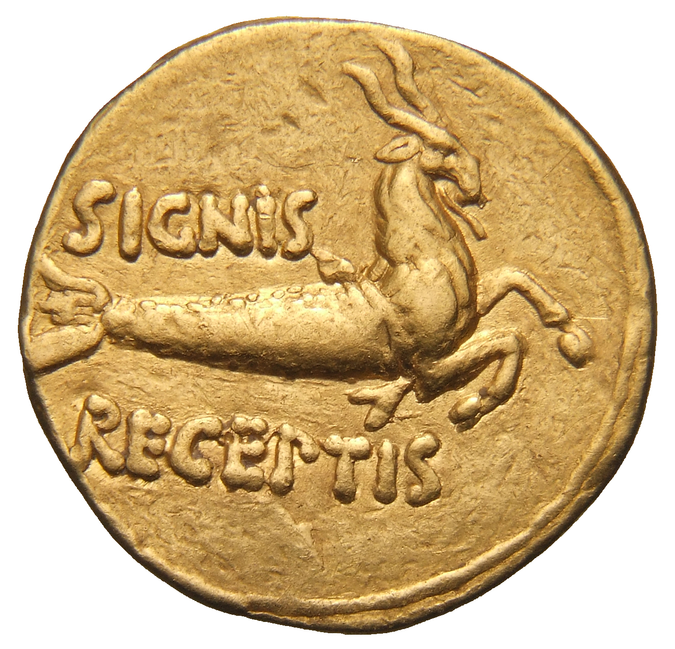 RIC I (second edition) Augustus 521 Augustus reverse, Capricorn right