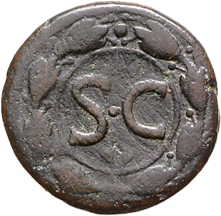 Augustus reverse — Legend in linear circle in laurel wreath