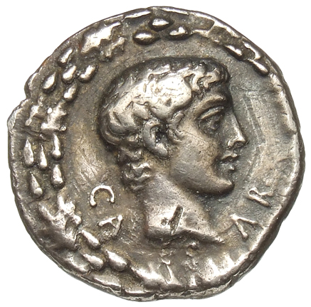 RIC I (second edition) Augustus 540 Augustus obverse, Youthful head right, in oak-wreath