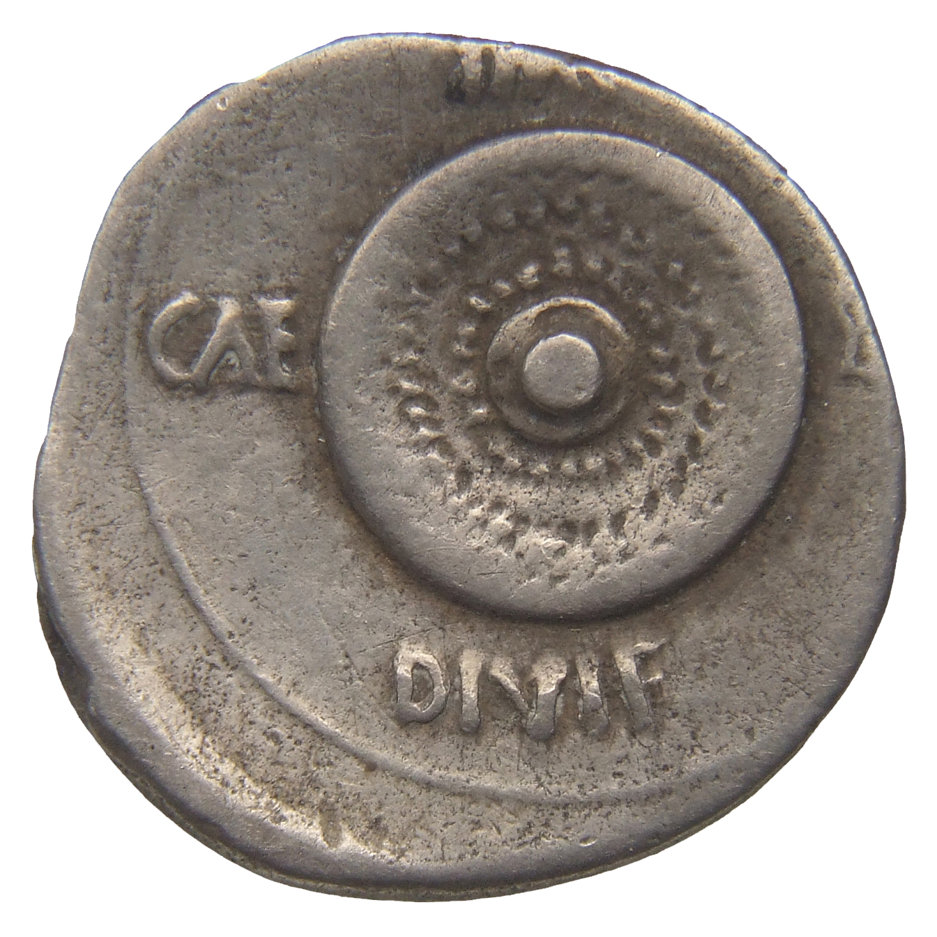 RIC I (second edition) Augustus 543B Augustus reverse, Round shield with three concentric rows of studs and central boss