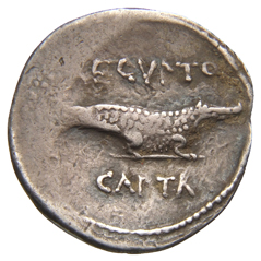 RIC I (second edition) Augustus 545 Augustus reverse, Crocodile standing right