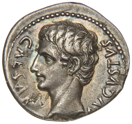 Augustus obverse — Head of Augustus, bare, left
