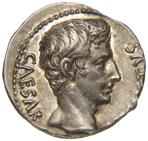 Augustus obverse — Head of Augustus, bare, right