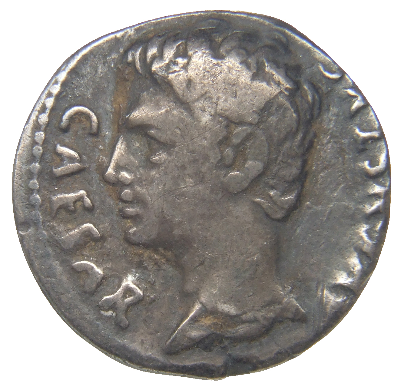 Augustus obverse — Head of Augustus, bare, left