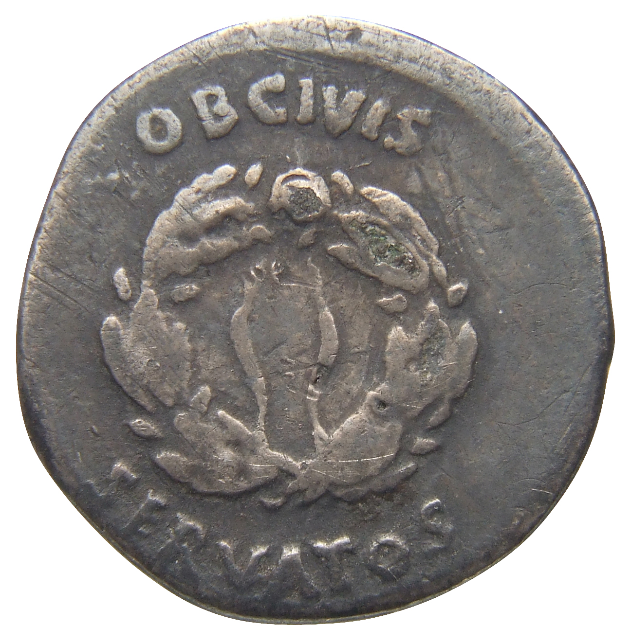 Augustus reverse — Legend in two lines above and below oak-wreath
