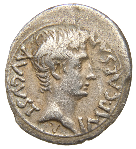 Augustus obverse — Head of Augustus, bare, right