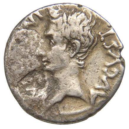 Augustus obverse — Head of Augustus, bare, left