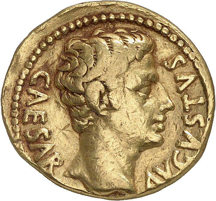 RIC I (second edition) Augustus 80A Augustus obverse, Head of Augustus, bare, right