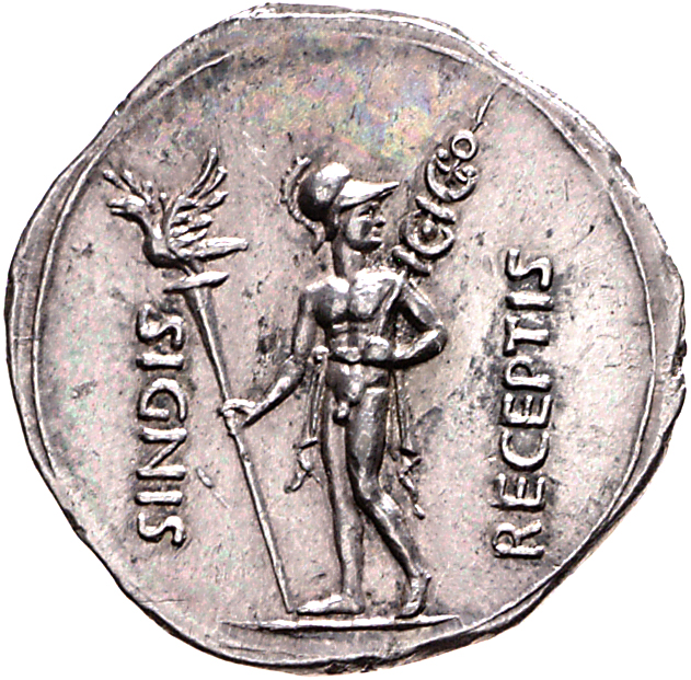 RIC I (second edition) Augustus 82A Augustus reverse, Mars, helmeted and cloaked, standing front, head right, holding aqui...