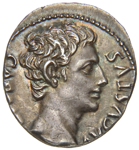 Augustus obverse — Head of Augustus, bare, right