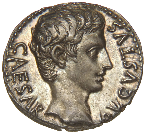 Augustus obverse — Head of Augustus, bare, right