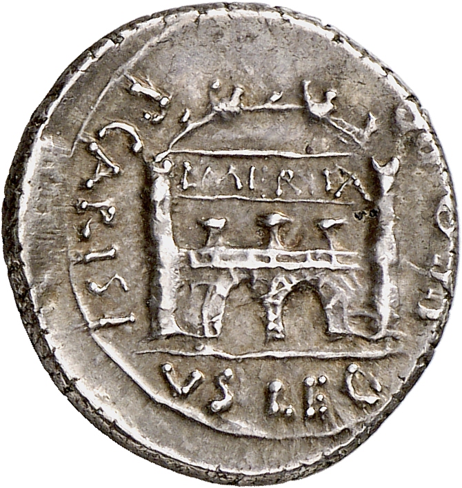 RIC I (second edition) Augustus 9B Augustus reverse, City wall, gateway