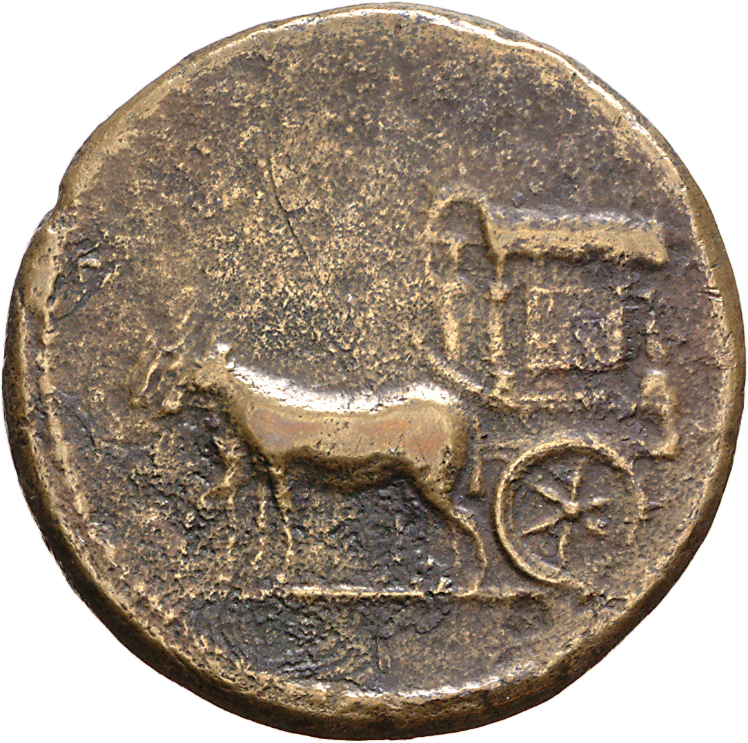 RIC I (second edition) Claudius 103 Claudius reverse, Carpentum, drawn by two mules, left