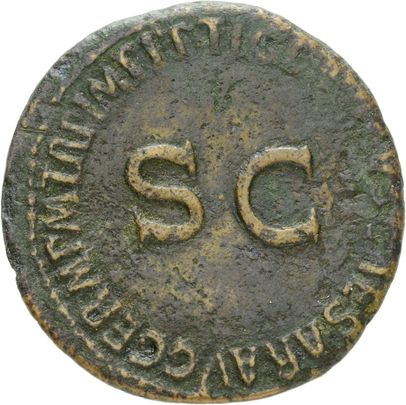 RIC I (second edition) Claudius 106 Claudius reverse, Legend surrounding S C