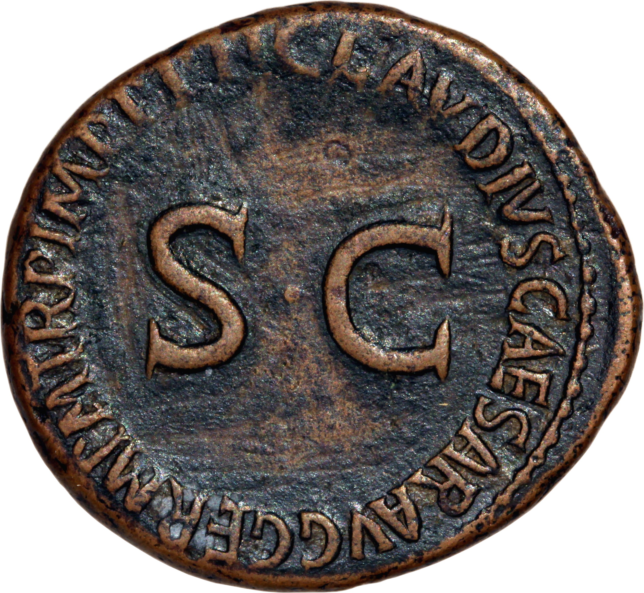 RIC I (second edition) Claudius 106 Claudius reverse — Legend surrounding S C