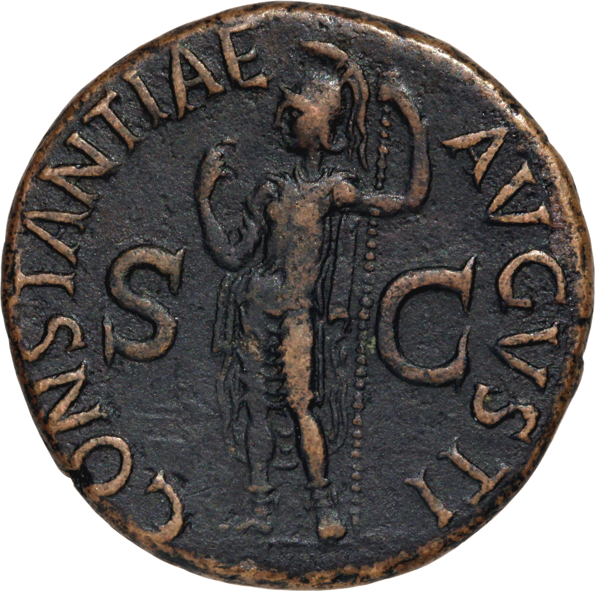 RIC I (second edition) Claudius 111 Claudius reverse, Constantia, helmeted, in military dress, standing left, holding spea...