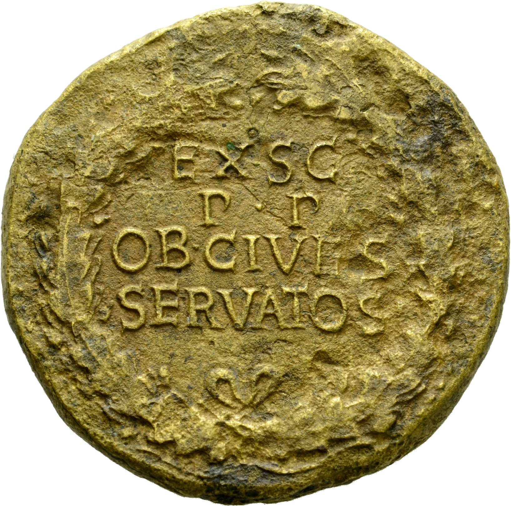 RIC I (second edition) Claudius 112 Claudius reverse, Legend in four lines in oak-wreath