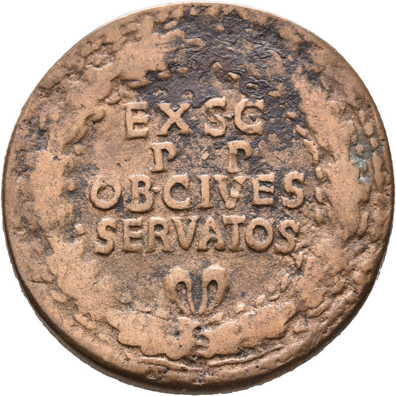 RIC I (second edition) Claudius 112 Claudius reverse — Legend in four lines in oak-wreath