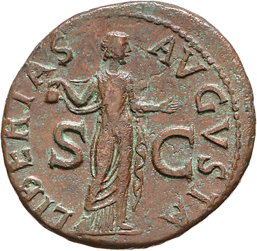 RIC I (second edition) Claudius 113 Claudius reverse, Libertas standing, to front, holding pileus in right and extending r...