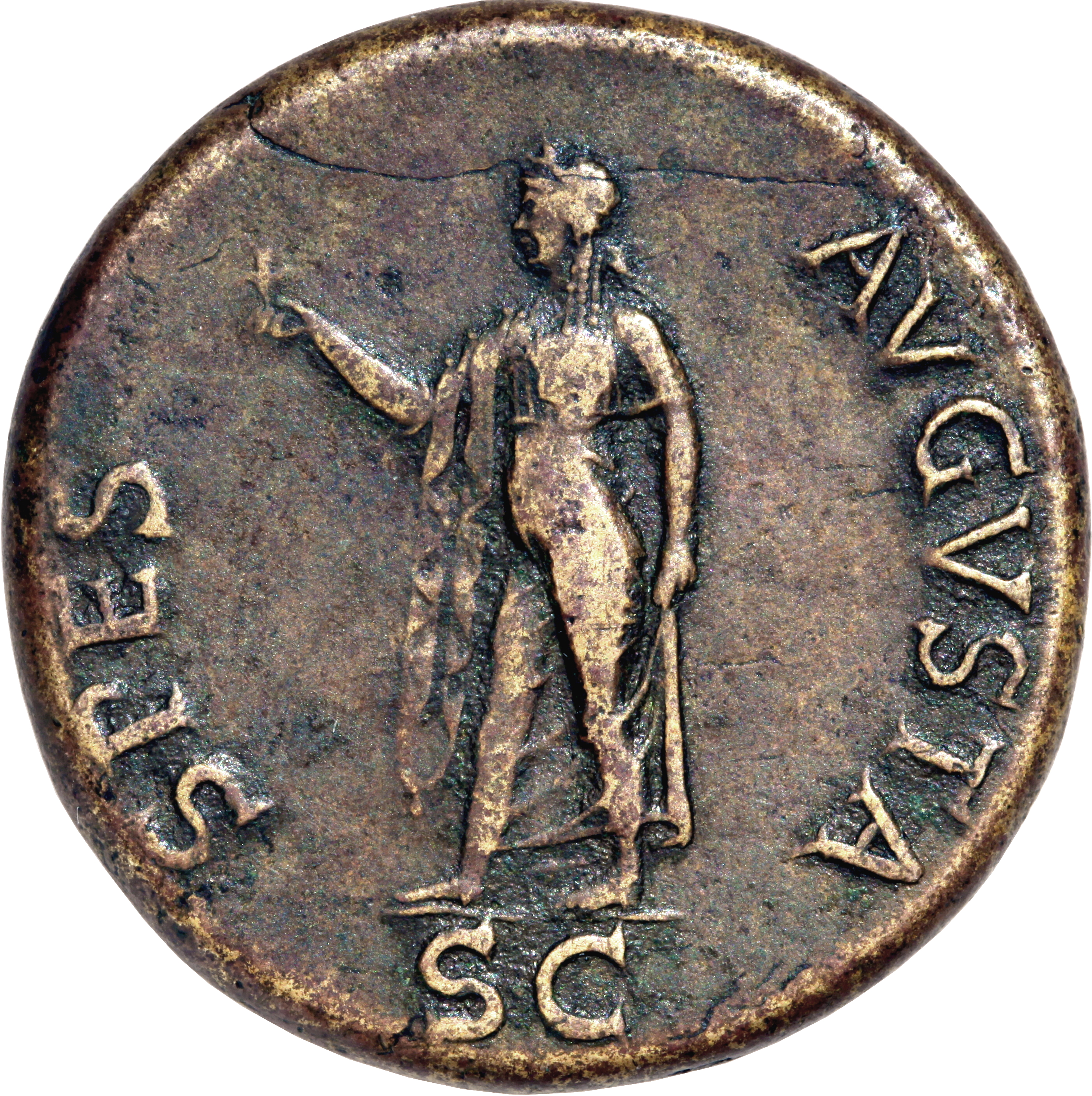 RIC I (second edition) Claudius 115 Claudius reverse — Spes, draped, advancing left, holding flower in right hand and rais...