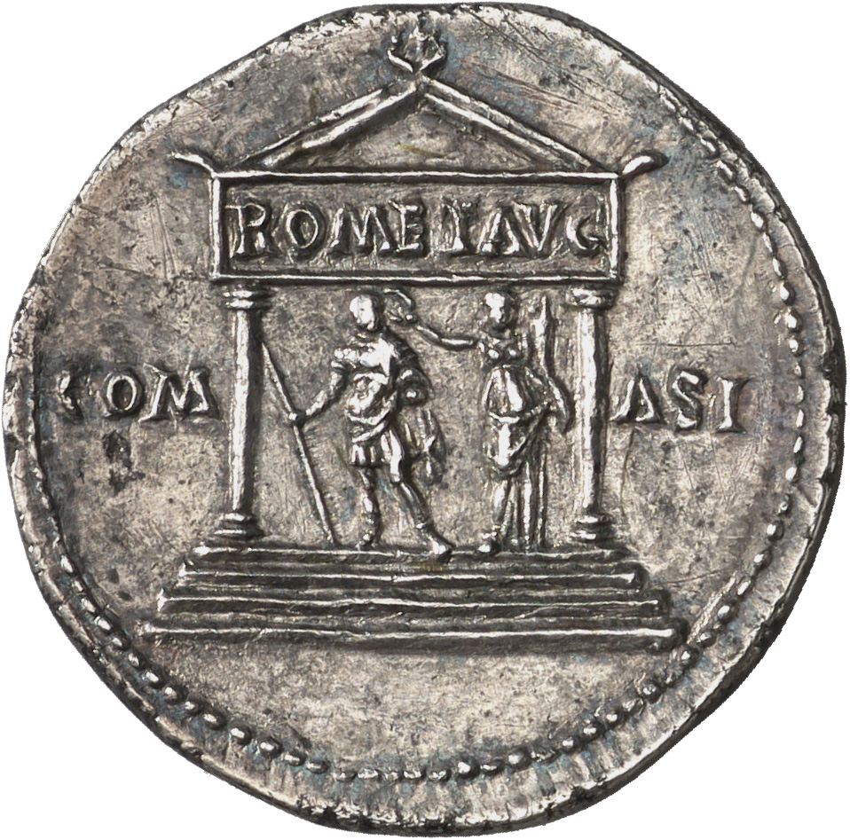 RIC I (second edition) Claudius 120 Claudius reverse, Claudius, standing front, left, being crowned by female figure, righ...