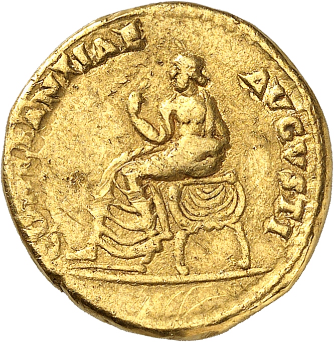 RIC I (second edition) Claudius 31 Claudius reverse — Constantia seated, left, on curule chair, raising right hand