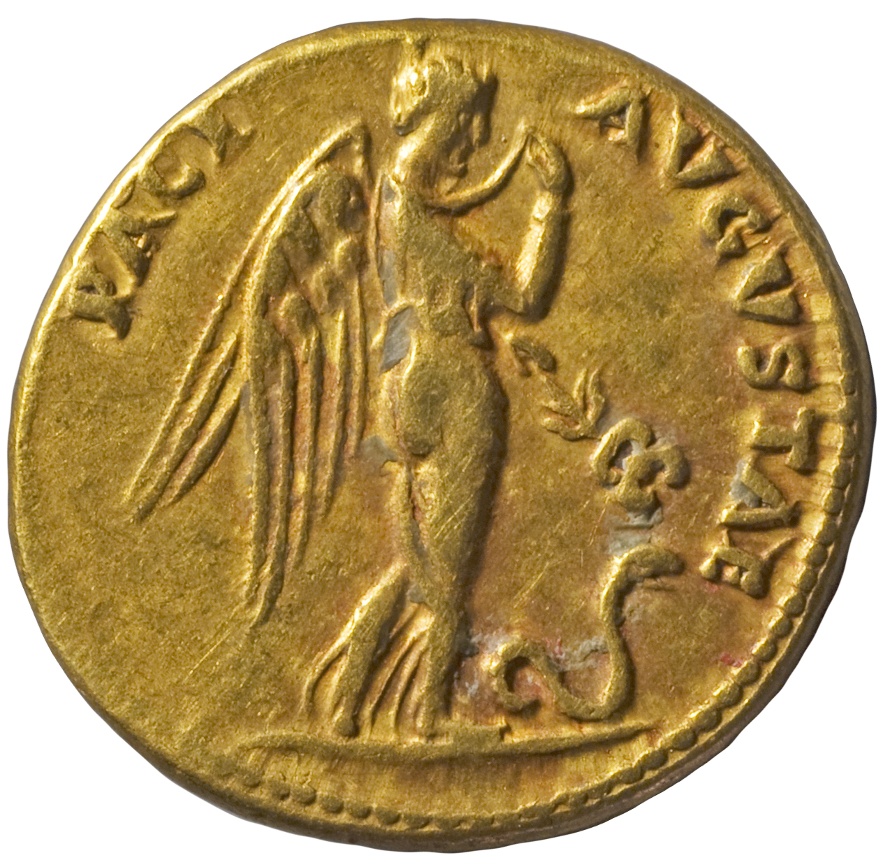 RIC I (second edition) Claudius 38 Claudius reverse, Pax/Nemesis advancing right, holding drapery with right hand, left ha...