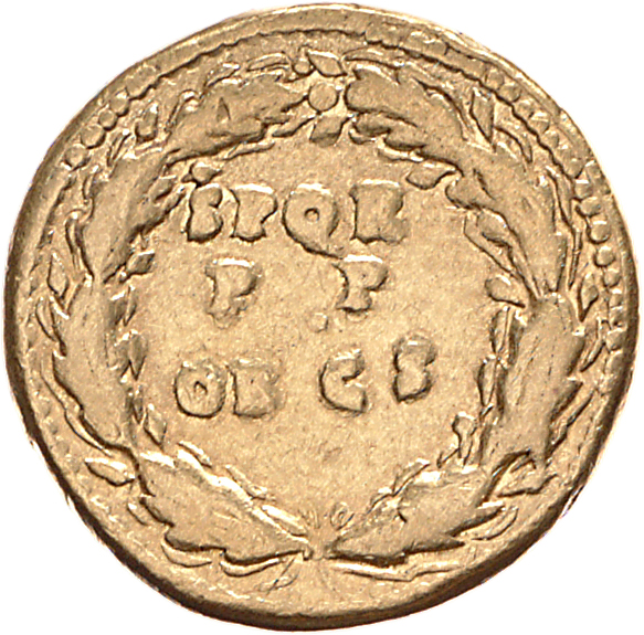 RIC I (second edition) Claudius 40 Claudius reverse, Legend in three lines in oak-wreath