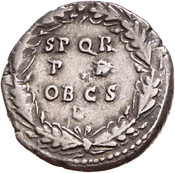 RIC I (second edition) Claudius 60 Claudius reverse, Legend in three lines in oak-wreath