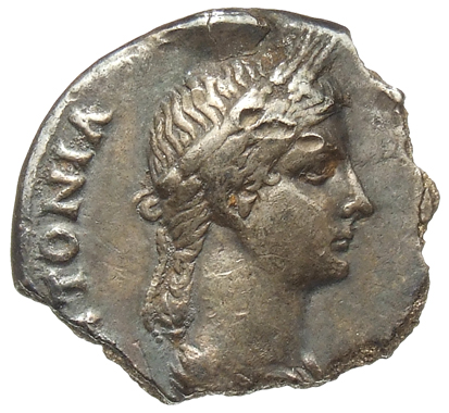 RIC I (second edition) Claudius 66 Claudius obverse, Bust of Antonia Minor, draped, right, wearing a crown of corn-ears; h...