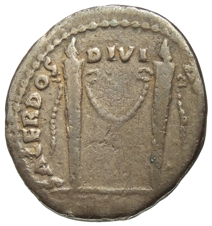 RIC I (second edition) Claudius 68 Claudius reverse, Two long flaming torches linked by ribbon