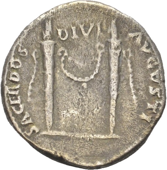 RIC I (second edition) Claudius 68 Claudius reverse — Two long flaming torches linked by ribbon