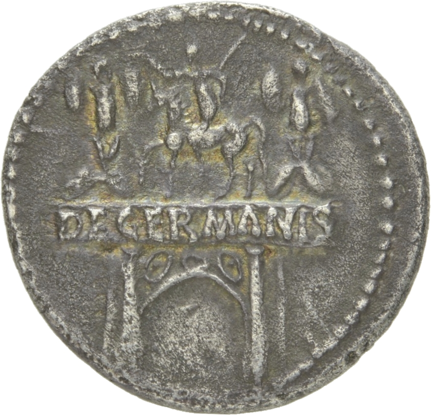 RIC I (second edition) Claudius 72 Claudius reverse, Triumphal arch surmounted by equestrian statue, left, between two tro...