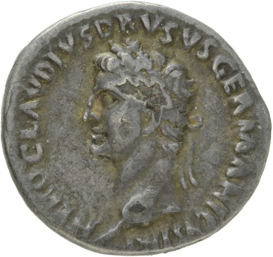RIC I (second edition) Claudius 74 Claudius obverse, Head of Nero Claudius Drusus, laureate, left