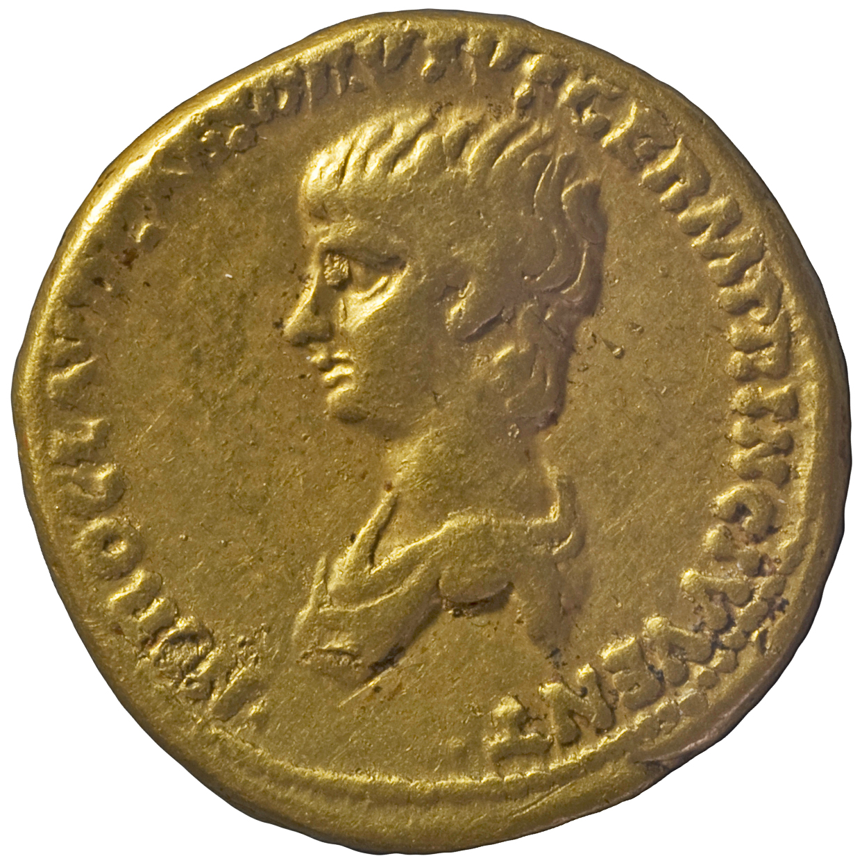 RIC I (second edition) Claudius 76 Claudius obverse, Bust of Nero, bare-headed, draped, left