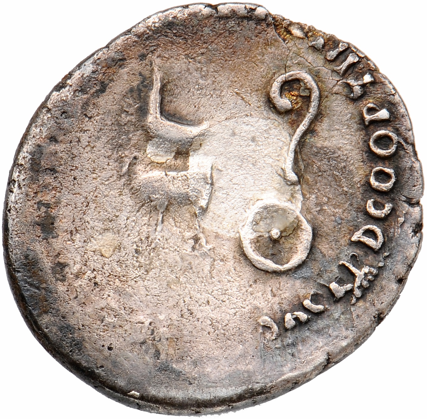 RIC I (second edition) Claudius 77 Claudius reverse, Simpulum left and lituus right; above, tripod left and patera right