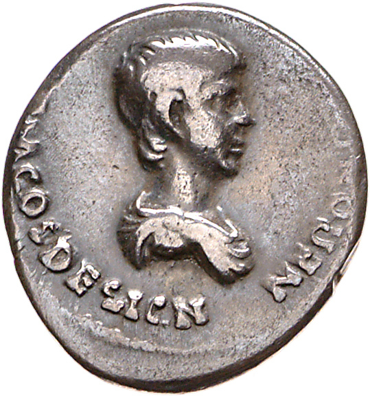 RIC I (second edition) Claudius 79 Claudius obverse, Bust of Nero, bare-headed, draped, right