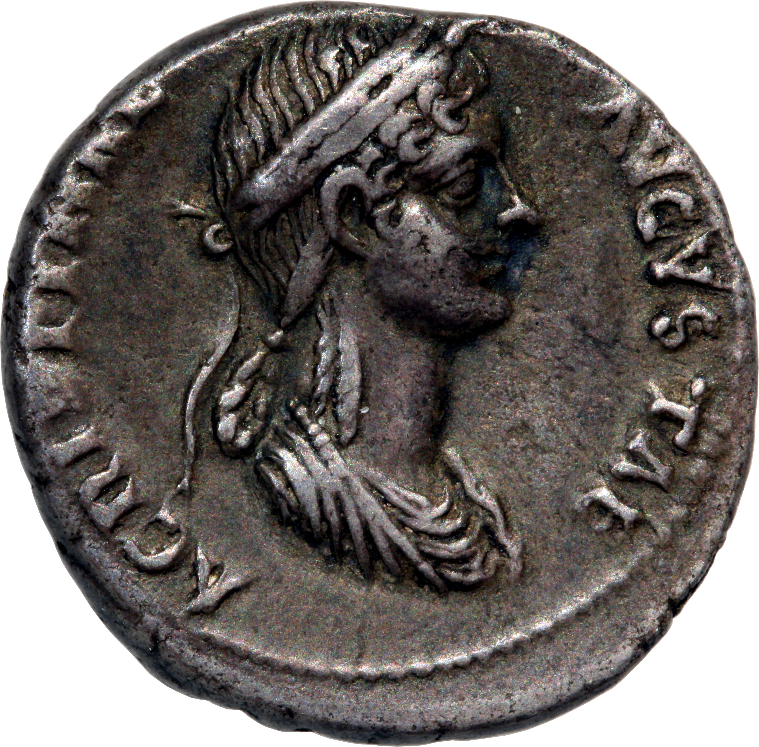 RIC I (second edition) Claudius 81 Claudius reverse, Bust of Agrippina the Younger, draped, right, wearing a crown of corn...