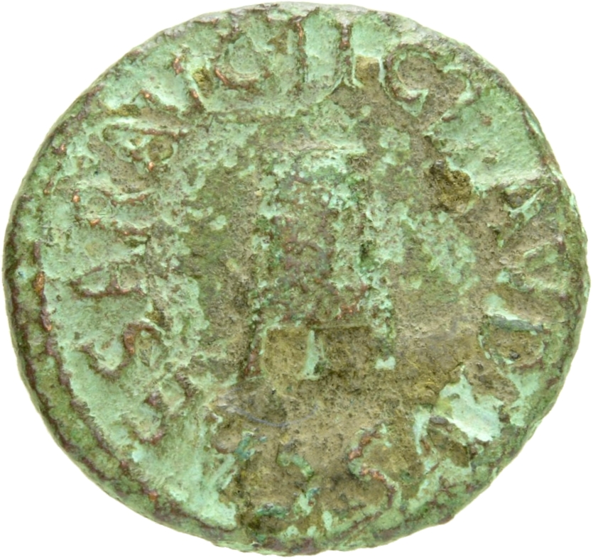 RIC I (second edition) Claudius 84 Claudius obverse, Modius on three legs