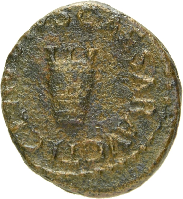 RIC I (second edition) Claudius 88 Claudius obverse, Modius on three legs