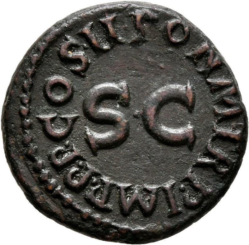RIC I (second edition) Claudius 89 Claudius reverse, Legend surrounding S C