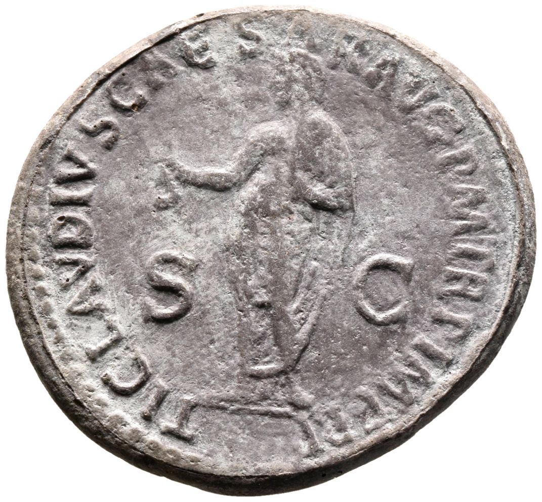 RIC I (second edition) Claudius 92 Claudius reverse — Claudius, veiled and togate, standing left, holding simpulum in righ...
