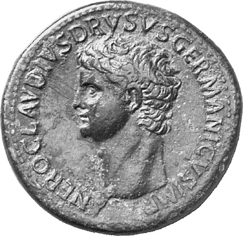 RIC I (second edition) Claudius 93 Claudius obverse, Head of Nero Claudius Drusus, bare, left