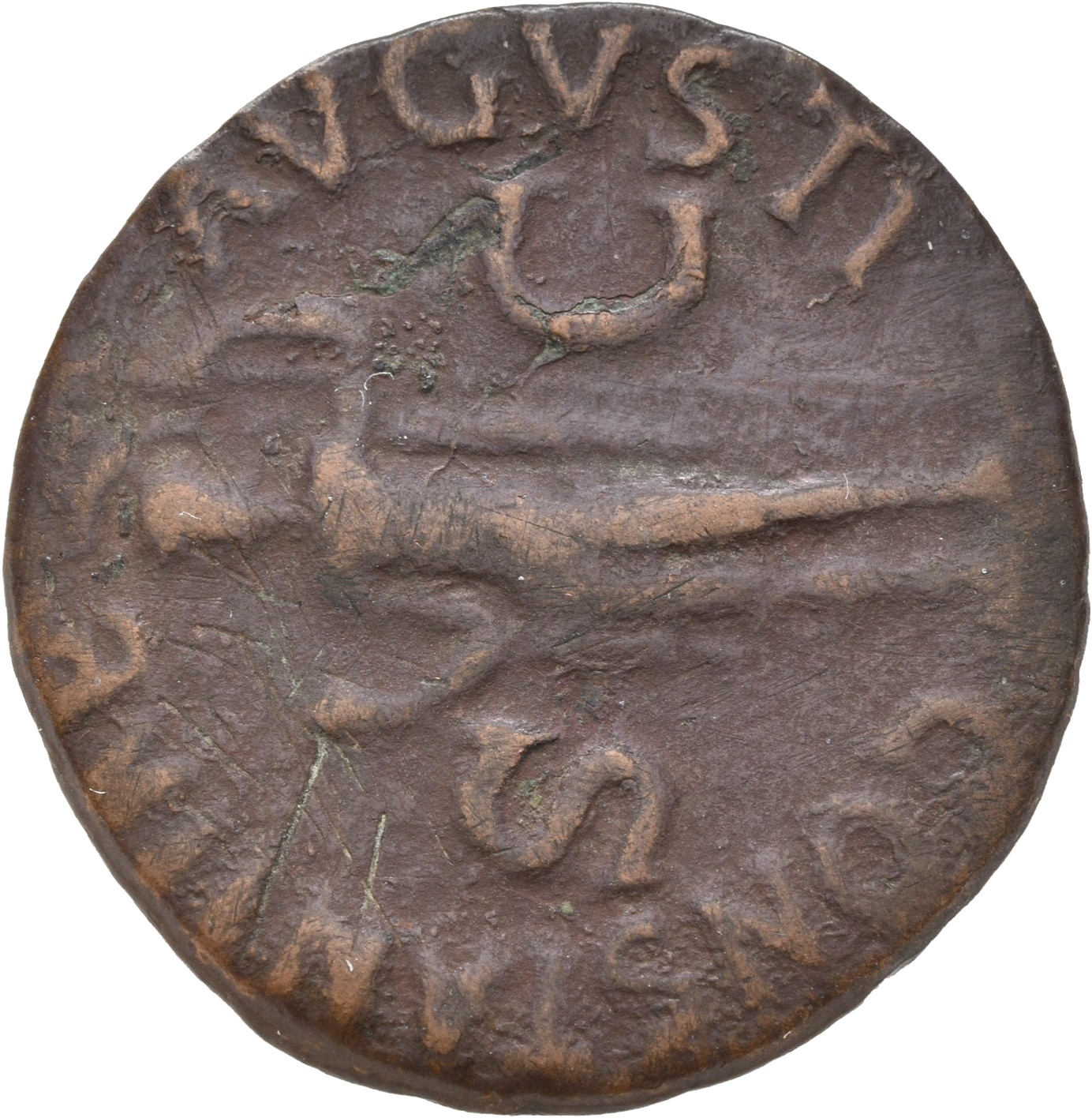 RIC I (second edition) Claudius 95 Claudius reverse, Constantia, helmeted, in military dress, standing left, holding spear...