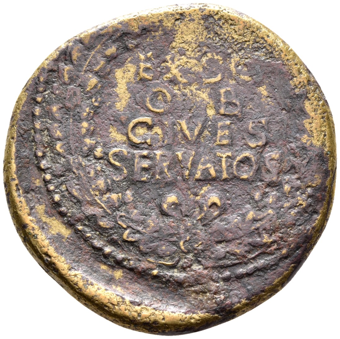 RIC I (second edition) Claudius 96 Claudius reverse — Legend in four lines in oak-wreath