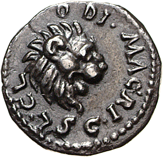 RIC I (second edition) Clodius Macer 9 Clodius Macer obverse, Lion's head, right