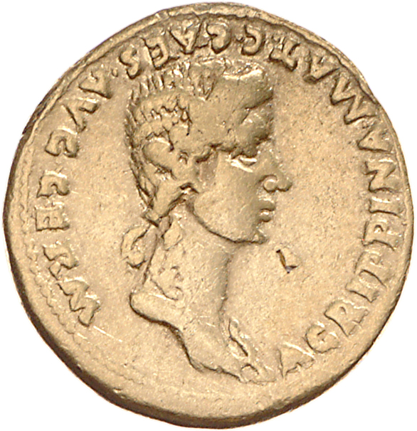 RIC I (second edition) Gaius/Caligula 13 Gaius reverse, Bust of Agrippina, draped, right; her hair is waved from brow down...