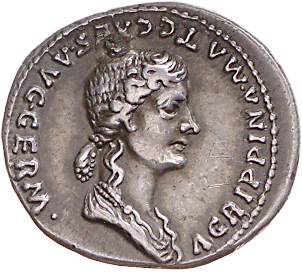 RIC I (second edition) Gaius/Caligula 14 Gaius reverse, Bust of Agrippina, draped, right; her hair is waved from brow down...