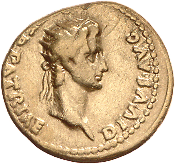 RIC I (second edition) Gaius/Caligula 23 Gaius reverse, Head of Augustus, radiate, right
